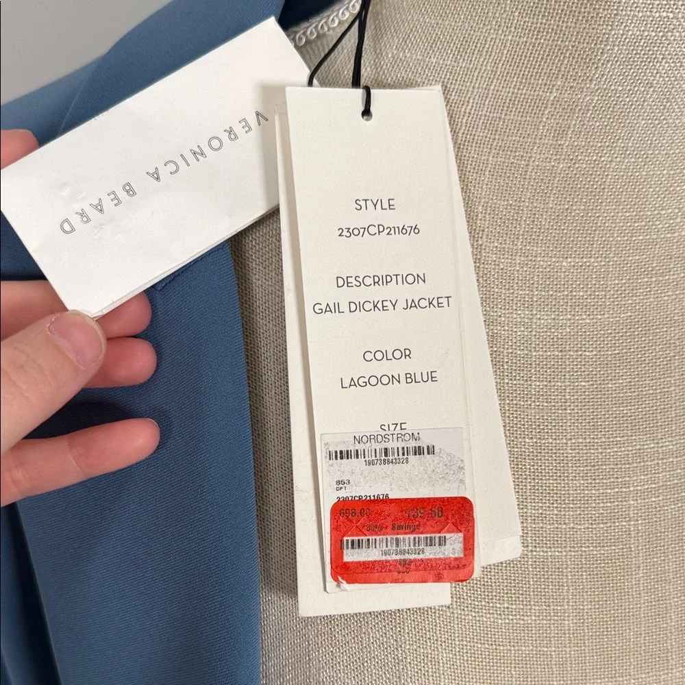 NEW w/Tags (MISSING 2 Buttons) Veronica Beard Double-Breasted Slate Blue Blazer - Picture 2 of 7